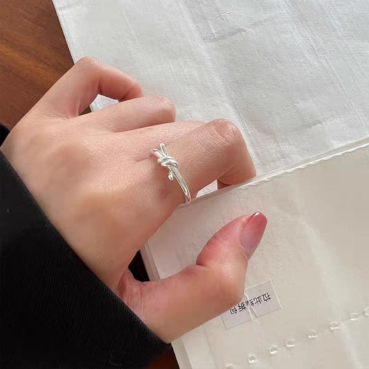 1pc 999 Sterling Silver Knot Open Ring, Minimalist & Understated Style, Perfect For Daily, Dating & Gifting, Ideal Valentine's Gift
