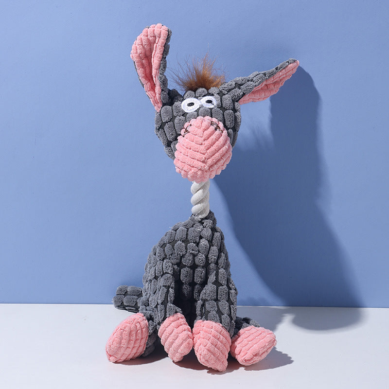 Funny Donkey Plush Dog Toy Squeaky Sound Interactive Chew Molar Pet Toy