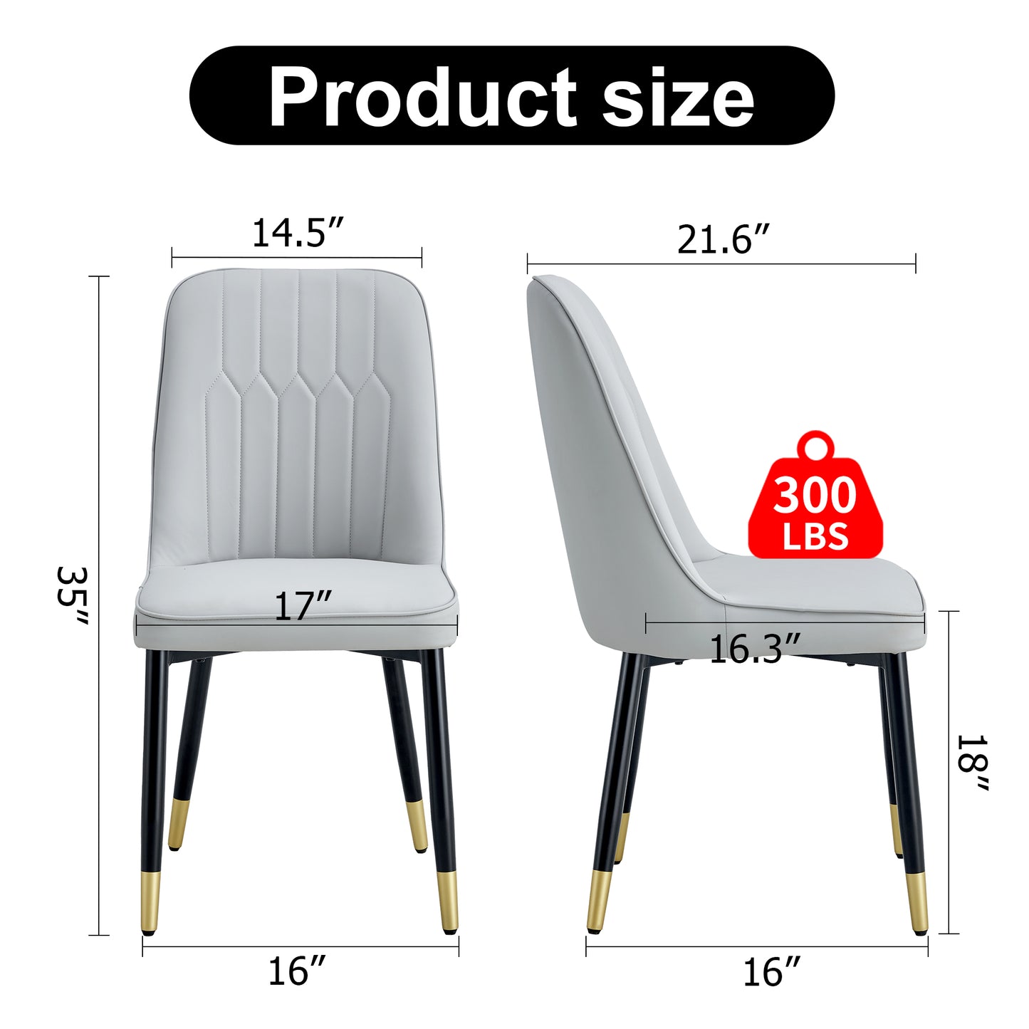 Light Gray Dining Chairs And Living Room Chairs. PU Material And Metal Legs, Suitable For Kitchen, Living Room, And Dining Room, 2 Piece Set   Light Gray  PU  C-007W1151118972