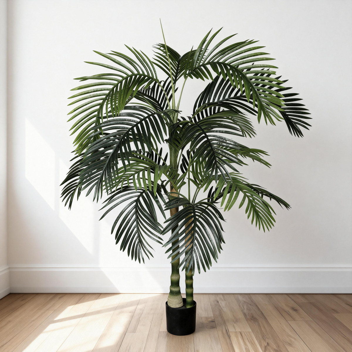 6FT Artificial Palm Tree with Black Plastic Pot, Tropical Fake Plant for Indoor Outdoor Decoration, Faux Palm, 1pc/set