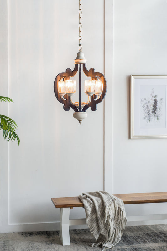 Wood Chandelier 6 -  Light Farmhouse Pendant Lighting Natural Wood Hanging Light Fixture For Kitchen Living Dining Room  Bulb Not Included