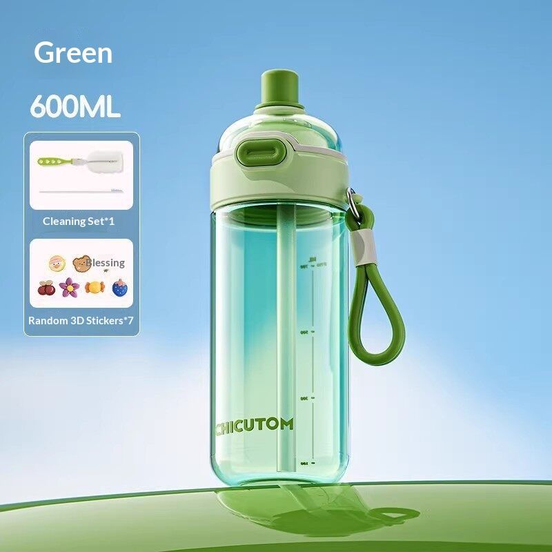 Outdoor Straw Cup Fitness Water Bottle Large Capacity Dual-use Portable