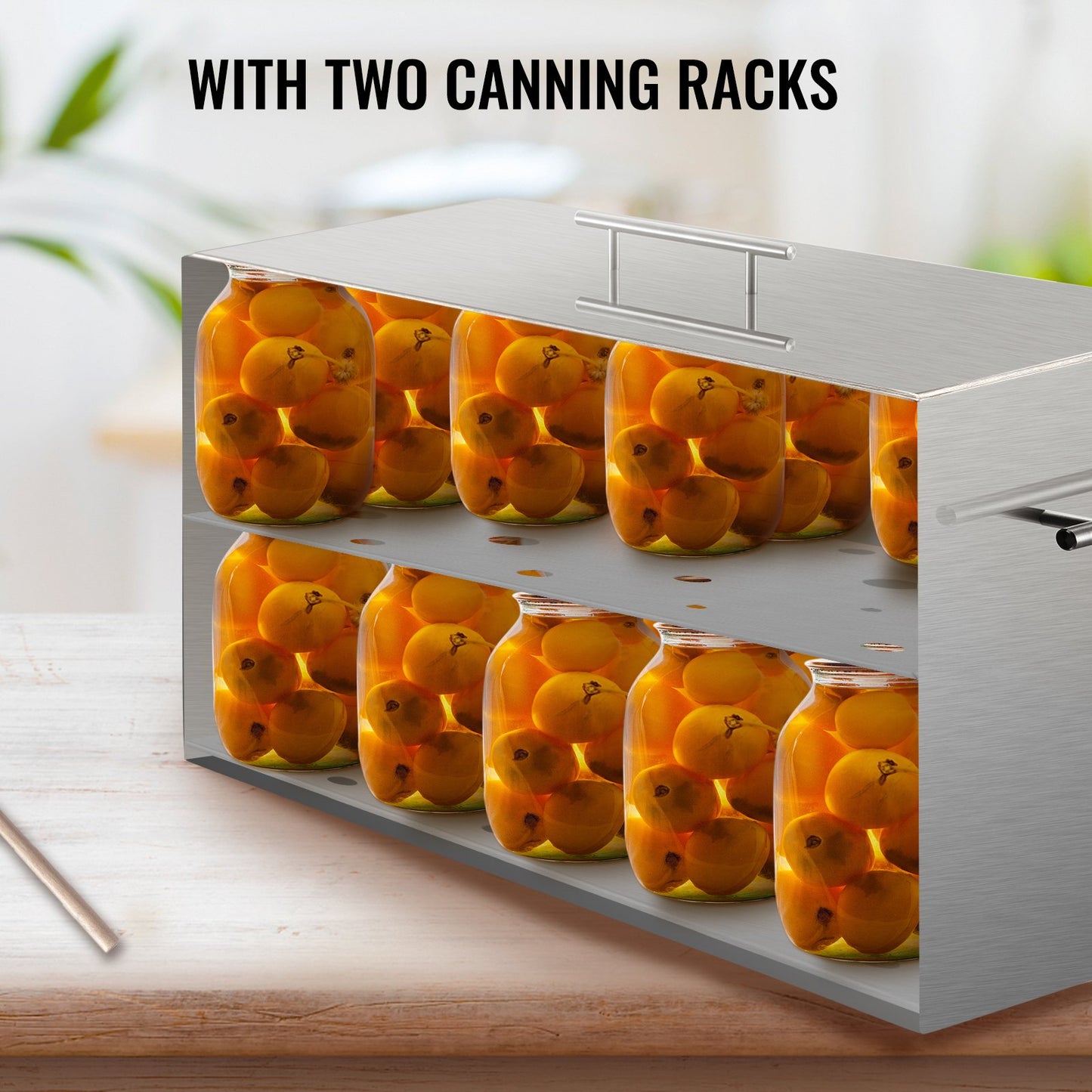 Water Bath Canner, 15 Quart Stove Top Canner Pot, Boiling Water Canners With 2 Canning Racks, 304 Food Grade Stainless Steel Large Stock Pot, Flat Bottom Brushed Canner, Holds 15 Quart Jars