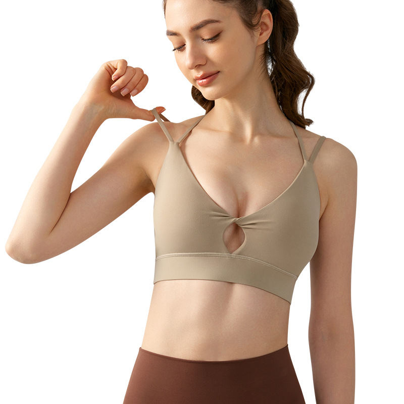 Women's Double Shoulder Strap Yoga Vest Breathable Chest Pad Sports Bra Top