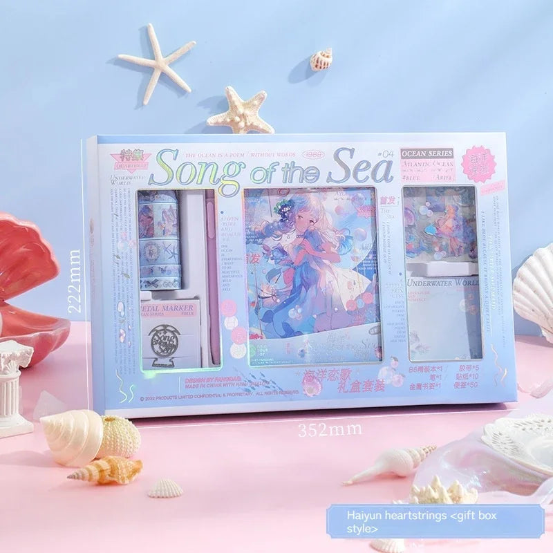 Handbook Set Gift Box Cute Girl Handbook Korean High Beauty Stationery Diary Office Supplies Cuadernos Gift Student Stationery