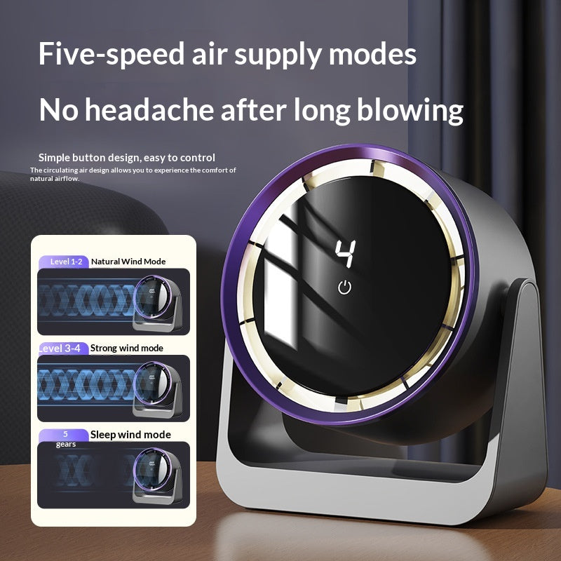Mini USB Desk Fan With Dormitory Table Lamp And Digital Display