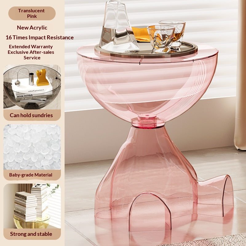 Transparent Floor-to-ceiling Teddy Bear Sofa Living Room Mobile Bedside Table Small Internet-famous Coffee Table