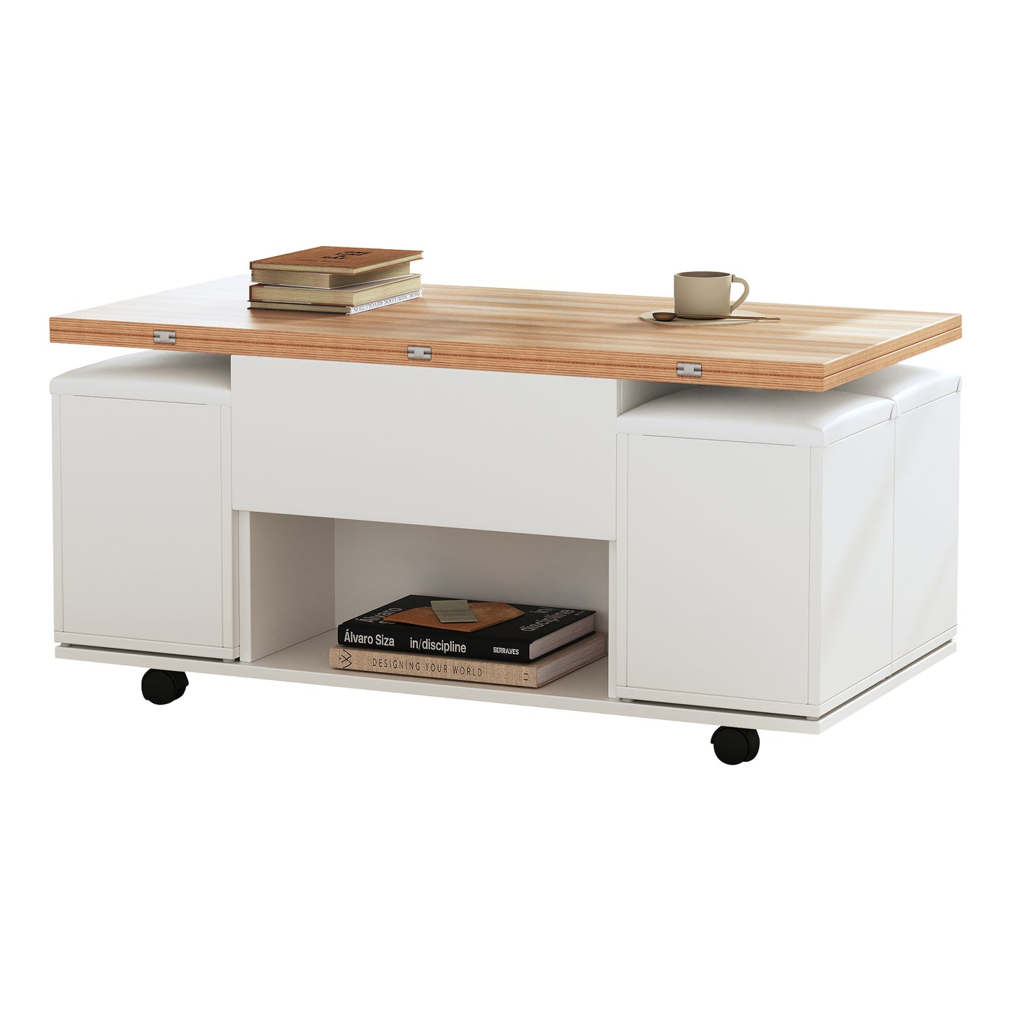 Lift Up Coffee Table, Coffee Table With Storage, Lift-Top Sofa End Tea Tables For Living Room Furniture , White