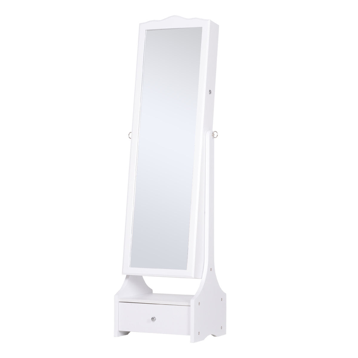 Jewellery Cabinet With Led, Mirroir Cabinet Armoire Floor Standing Flip-over Makeup Shelf Organizer With Lock White
