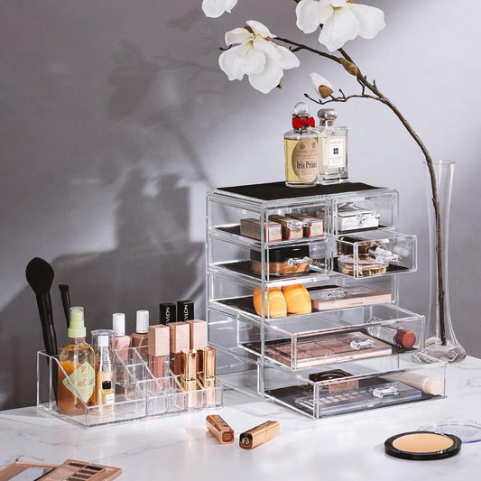 Drawer-style Makeup Box Desktop Transparent Acrylic Storage Rack For Cosmetics And Skincare Dressing Table