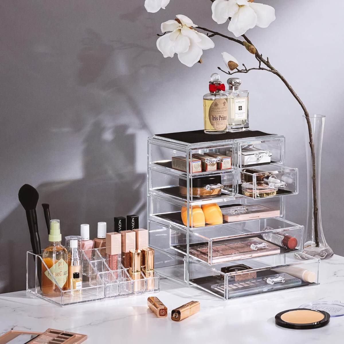 Drawer-style Makeup Box Desktop Transparent Acrylic Storage Rack For Cosmetics And Skincare Dressing Table