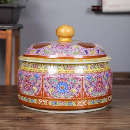 Storage Jar Antique-Style Gold-Inlaid Tea Caddy Craft Item