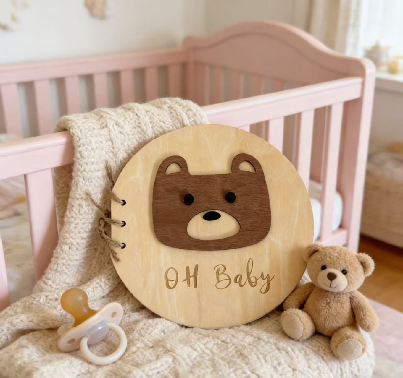 Cross-border Hot Sale 3D Cartoon Creative Gift Baptism Guest Book Signature Album Wooden Souvenir