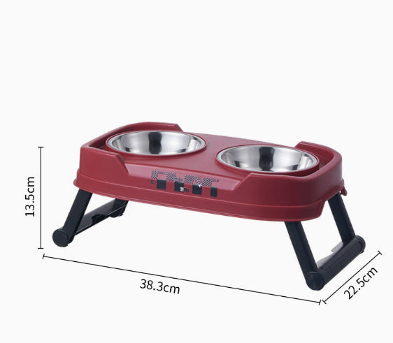 Foldable Stainless Steel Dual Bowl Non-Tip Stainless Steel Feeding Bowl