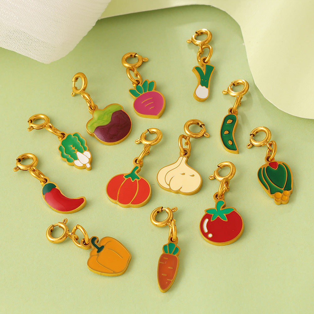 Country-style Cute Vegetable Series Jewelry Clasp Pendant Stainless Steel DIY Bracelet And Necklace Accessories