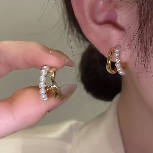 Light Luxury S925 Silver Pearl Stud Earrings Women High Sense Elegant Minimalist Fashion Jewelry