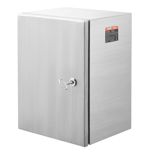 Steel Electrical Box, 20'x 16'x 8', 304 Stainless Steel Electrical Enclosure Box, Wall-Mounted Outdoor Electrical Electronic Equipment Enclosure With Mounting Plate Hinges Lock, IP66 Waterproof