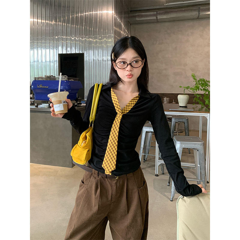 Korean Slim-fit Slimming Long Sleeve T-shirt Women