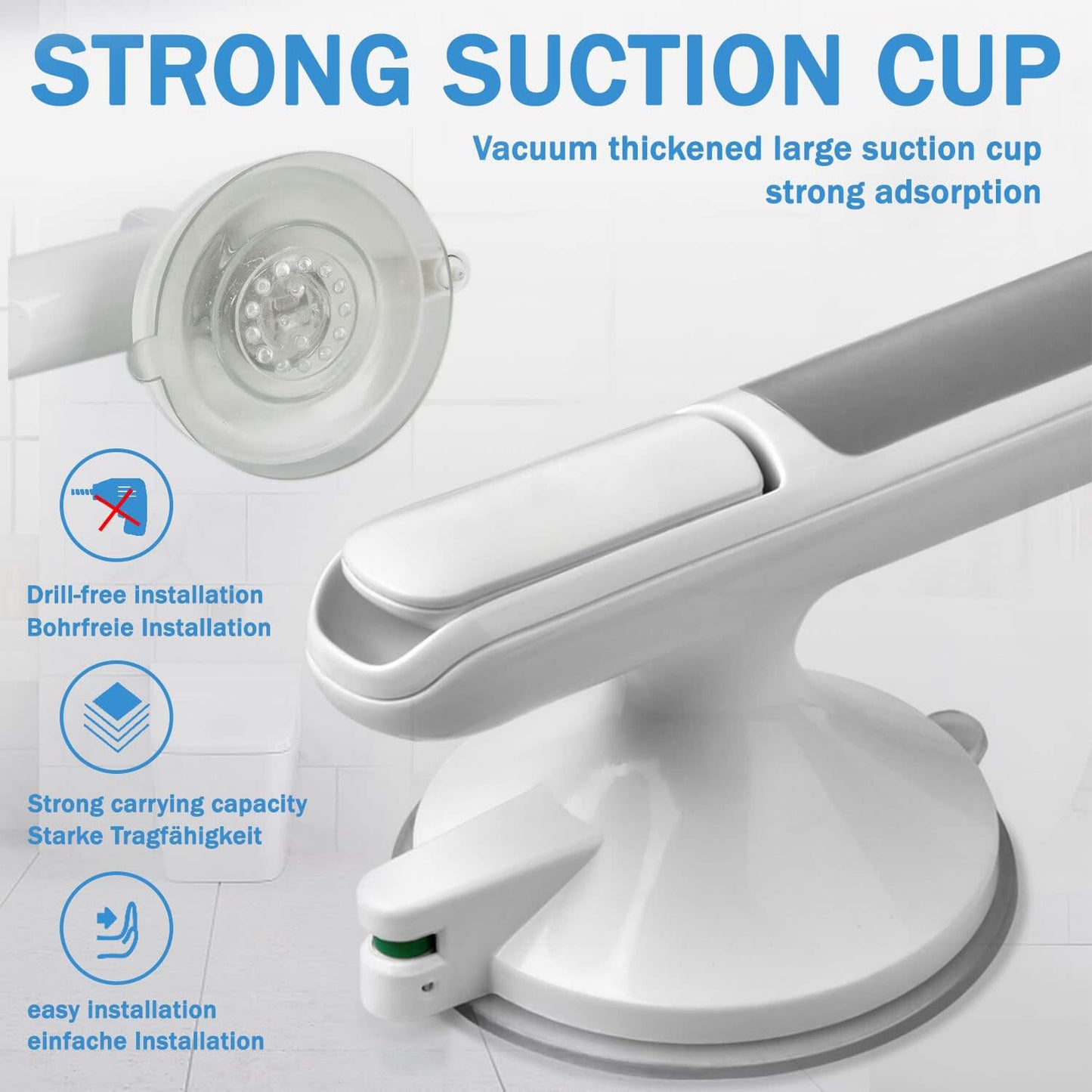 Safety Support Hand Rail Handle Bar Grip Grab Suction Bath Bathroom Shower