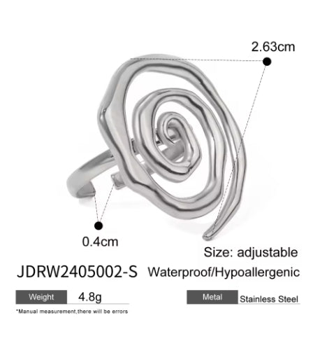 Uworld Spiral Open Ring Stainless Steel Geometric Exaggerated Adjustable Finger Charm Exclusive Women Man Jewelry Gift Fashion