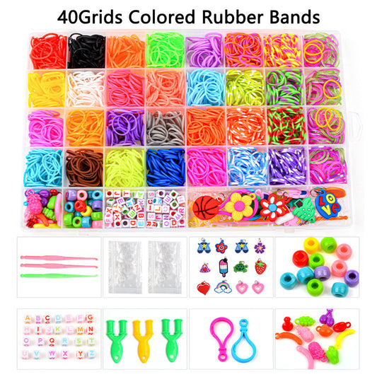 40Grids R Ainbow Loom Bands R Ubber Bracelet Making Kit S Clips Beads DIY Toys
