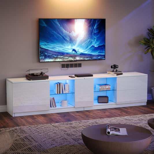 160 X 40 X 52 Cm TV Stand, High-gloss Chest Of Drawers, Sideboards With LED Lighting, Lowboards Suitable For 65in TVs, Suitable For Living Room And Bedroom