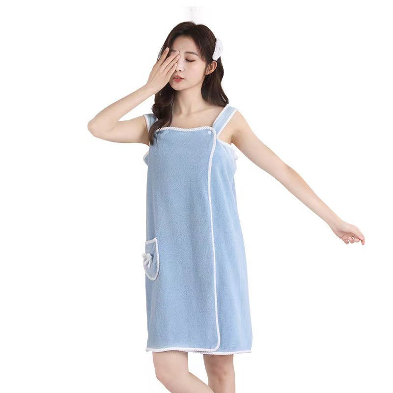 Coral Fleece Wearable Bath Towel For Women Bra-style Halter Bath Skirt
