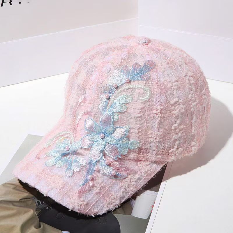 Summer Women's Lightweight Embroidered Flower Lace Beanie - Korean Style Trendy Style, Breathable, Sun-proof Baseball Cap, Sun Hat