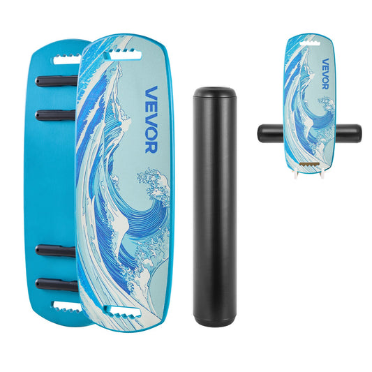 Balance Board, Wobble Board Trainer For Adults, Premium Wooden Balance Training Equipment With Roller, Magnetic Stoppers, Storage Rack, For Core Workouts, Surf Trainer & Physical Therapy, Blue