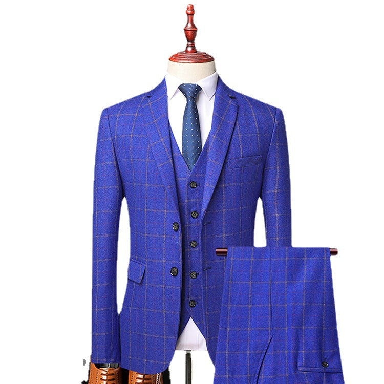 Men's Three-piece Korean Slim-fit Groom Wedding Suit