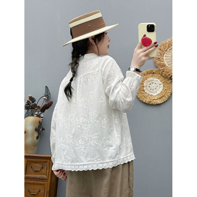Artistic Full-Body Embroidered Butterfly Loose Shirt For Women