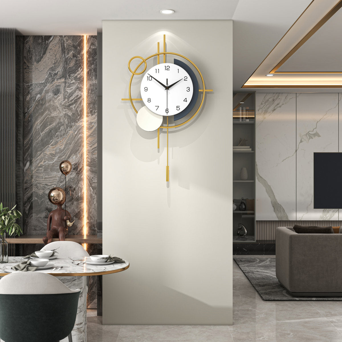 Modern Abstract Wall Clock Minimalist Metal Decorative Home Decor