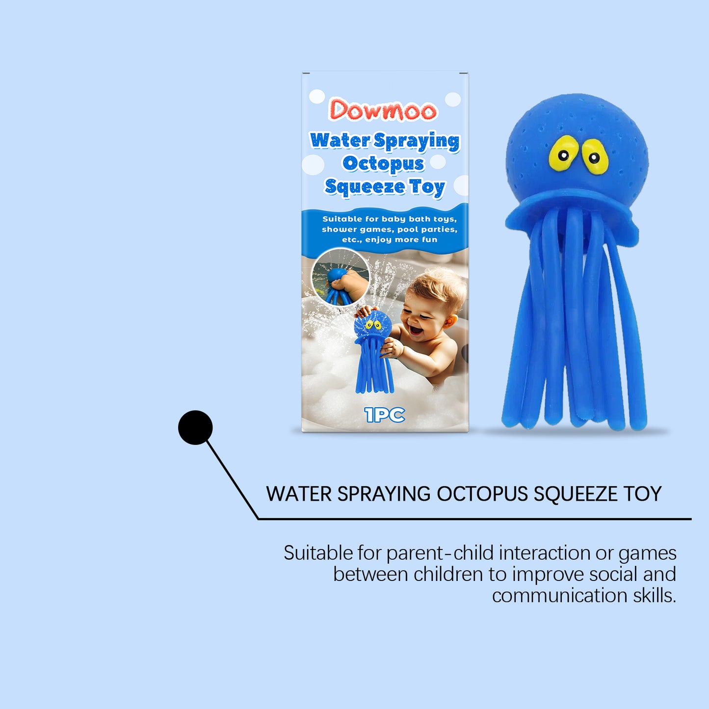 Water Spraying Octopus Squeeze Bath Toy, Kids Squirt Water Toy For Bathtub Pool Beach Outdoor Water Play