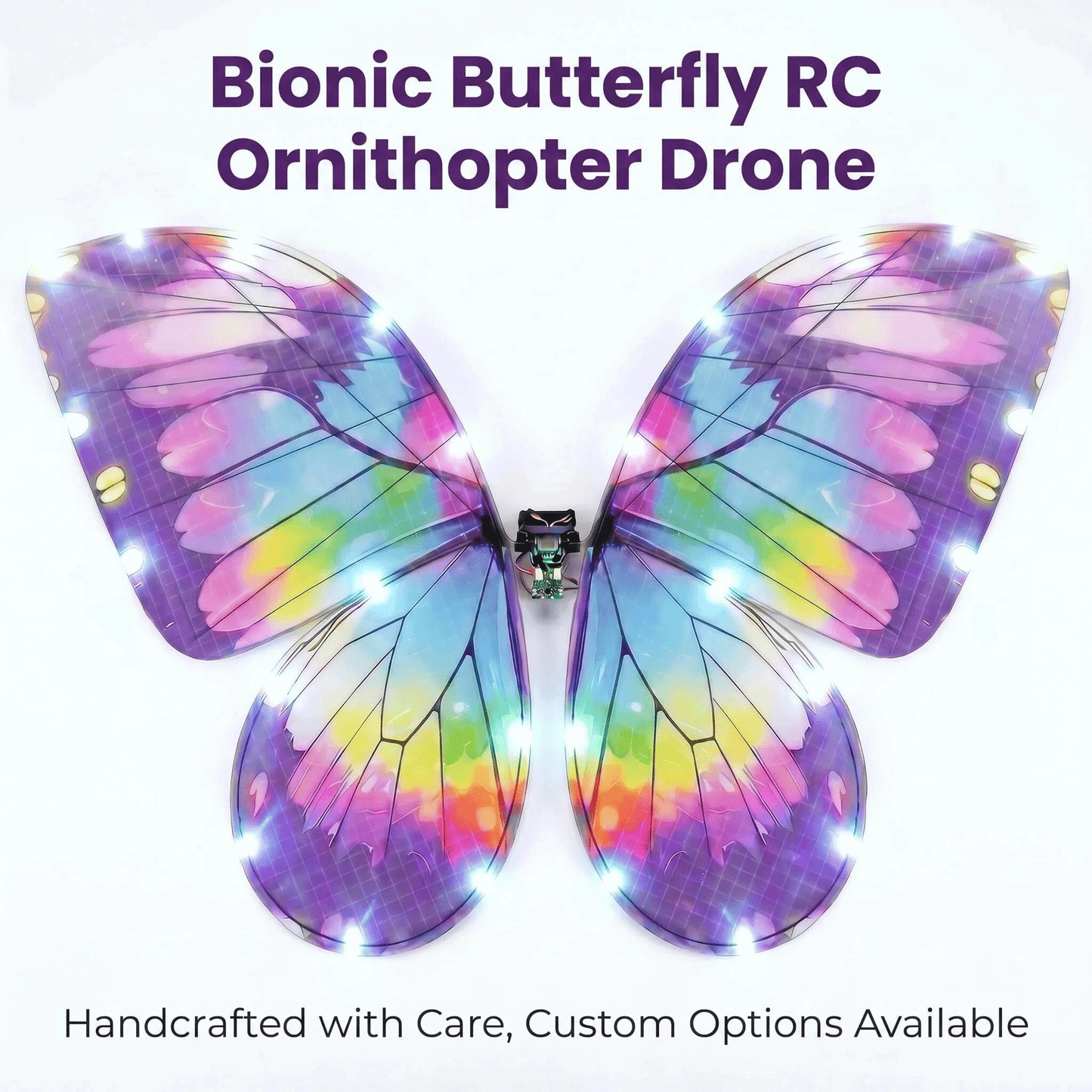 Bionic Butterfly RC Ornithopter Drone, Flapping Wing Remote Control Flying Toy With LED Lights & Carbon Fiber Frame, Realistic Butterfly For Weddings Parties Photography Gifts