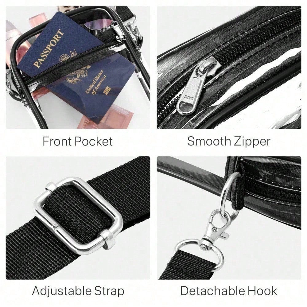 Clear Purse Stadium Transparent Messenger Bag Stadium Approved For Men And Women Clear CrossBody Bag, Clear Bag, Purse, Black Purse, Carteras Para Mujer, Summer, Valentine's Day Gifts, Romantic Gifts