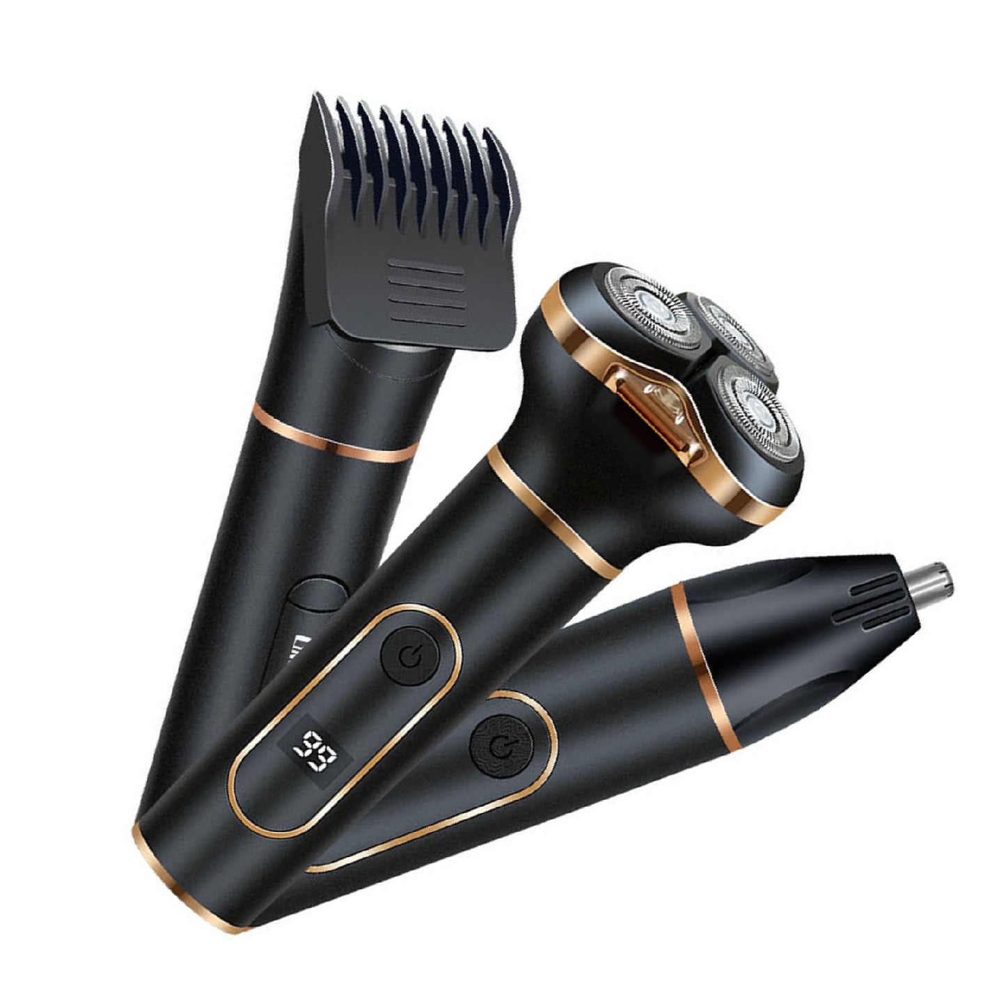 Cordless Electric Shaving Machine Men 3 In 1 For Beard Nose Hair Sideburns IPX7 Water Proof USB Charging Tool