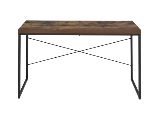 Bob Weathered Oak & Black Finish Writing Desk Dressing Table Game Table Small Dining Table W  Metal Legs