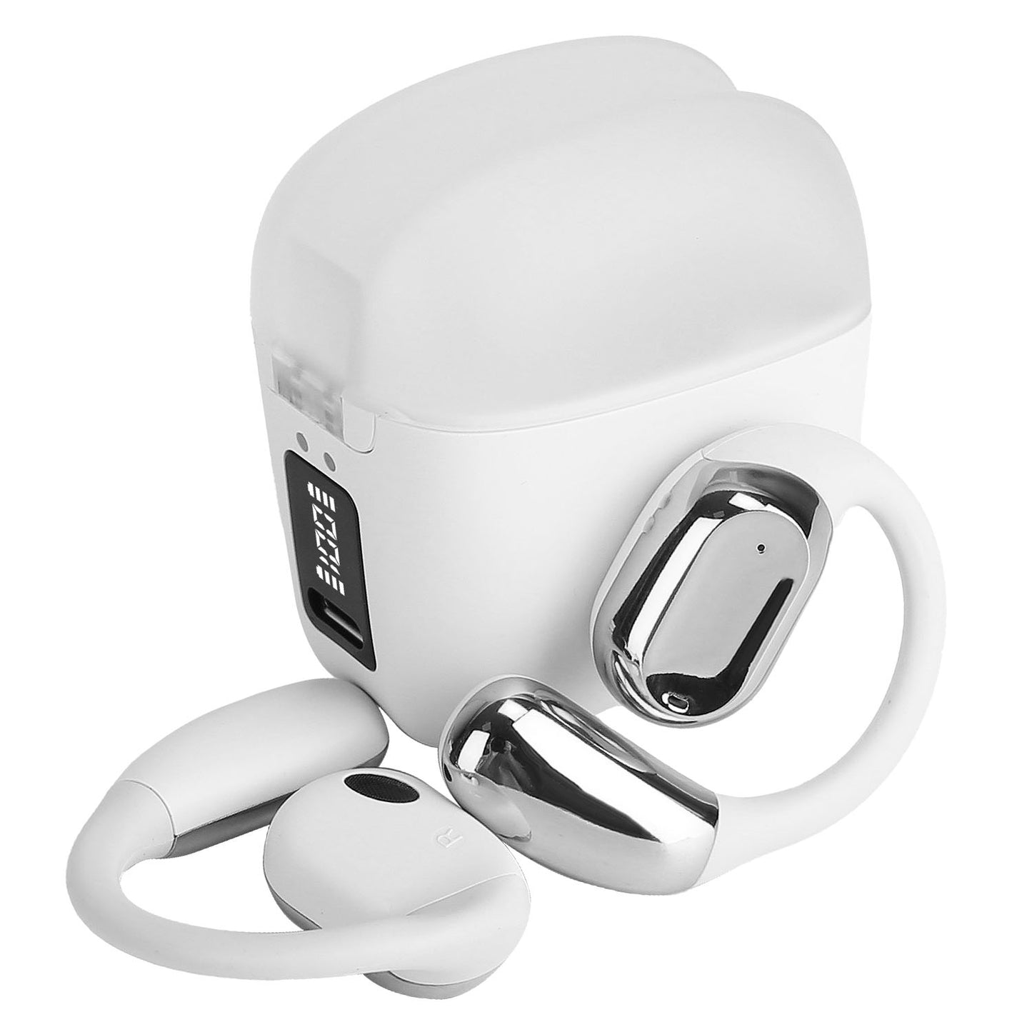 1 Set Wireless V5.4 Open Ear Earbuds With Earhook LED Display Charging Case IPX5 Waterproof 300Hrs Standby Time Touch Control Stereo Sport Headphones For Workout Running
