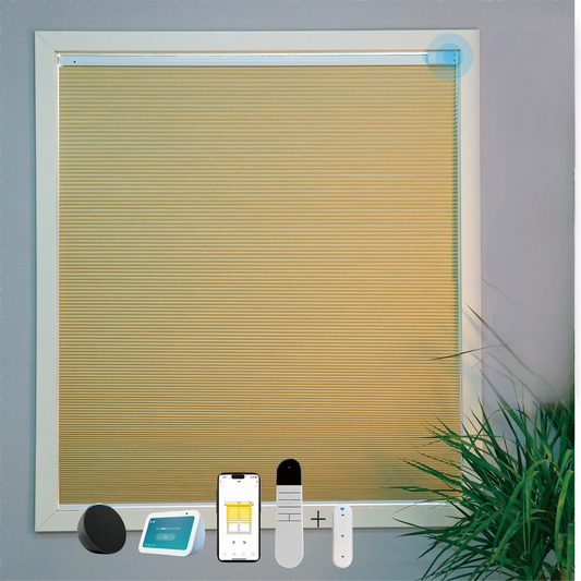 Equipped With A 15 Channel Remote Control And Solar Charging Panel, Electric Fully Blackout Honeycomb Curtain, Intelligent Silent Remote Control Curtain Detachable Lithium Battery