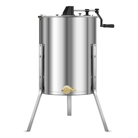 Honey Extractor, 4/8 Frame Manual Honey Spinner With Transparent Lid, Stainless Steel Honeycomb Drum Spinner With Height Adjustable Stand, Honeycomb Extraction Equipment For Beekeeping
