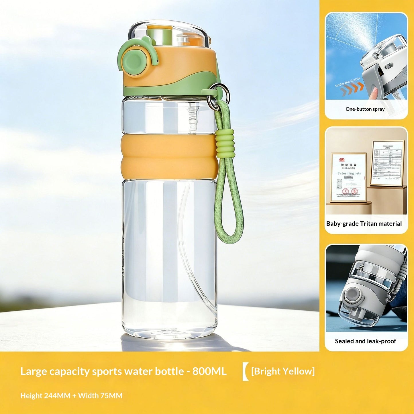 Spray-type Outdoor Large-capacity Portable Plastic Water Bottle With A Carrying Strap