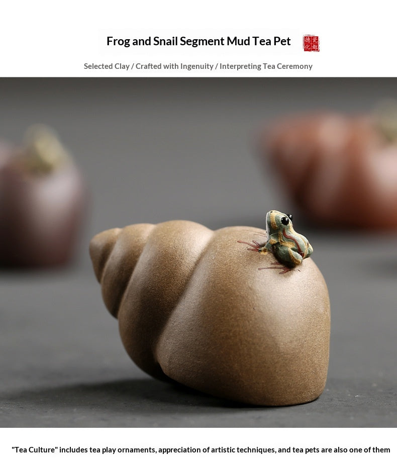 Round Spray Water Snail Frog Pure Handmade Yixing Clay Tea Pet Ornament