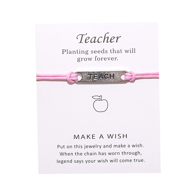 Teach Bracelet Wish Card Handchain As Best Gift For Teachers Alloy Wish Bracelets Jewelry Blessing Bracelet Lucky Rope