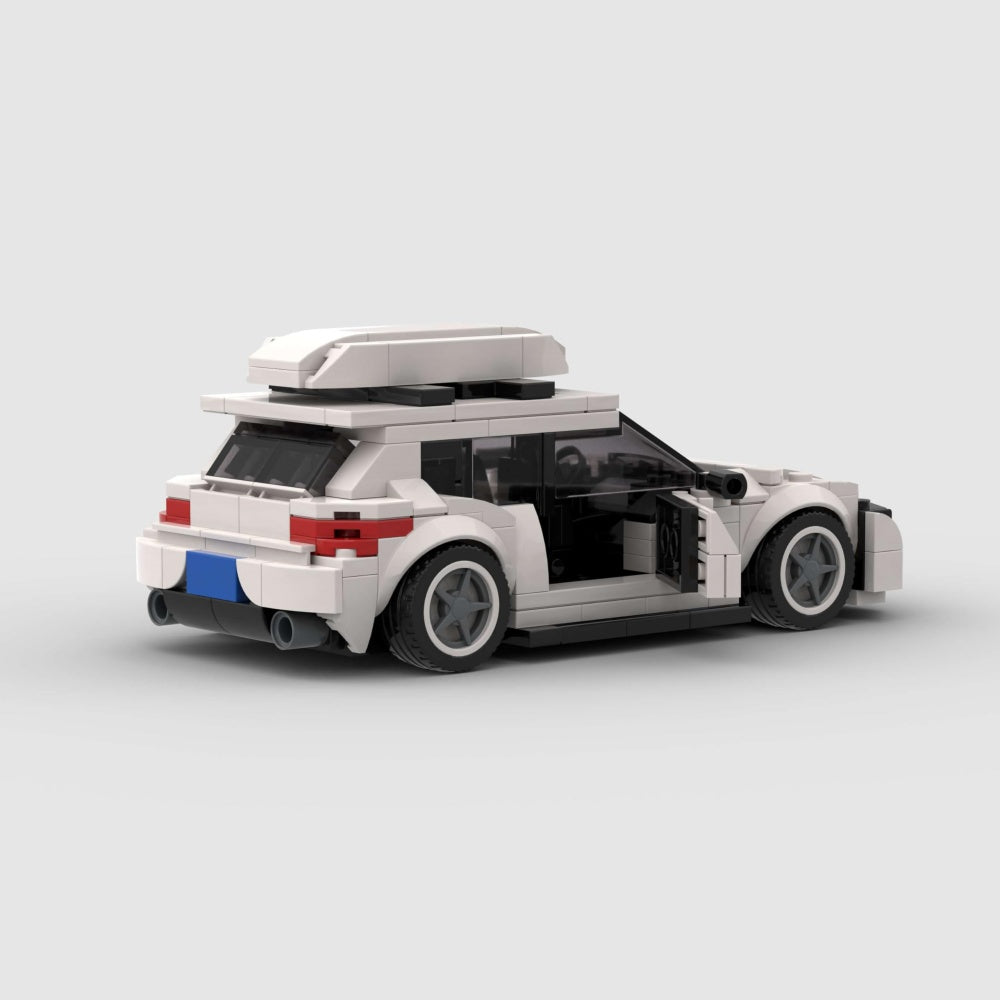 340PCS City Car White Hatchback Building Blocks With Roof Box, Modern Compact Wagon Car Toy Kit For Kids And Adults, Collectible Car Gift