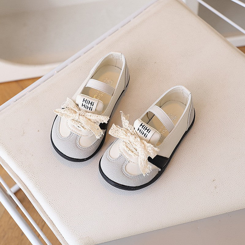 Children's Shoes, Girls' Casual Shoes, Korean Version Children's Shoes, Lace Bow Children's Moral Training Shoes