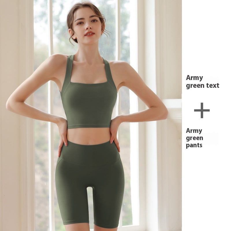 Cross Gathered Beauty Back Exercise Bra Quick-drying Running Yoga Underwear With Chest Pad