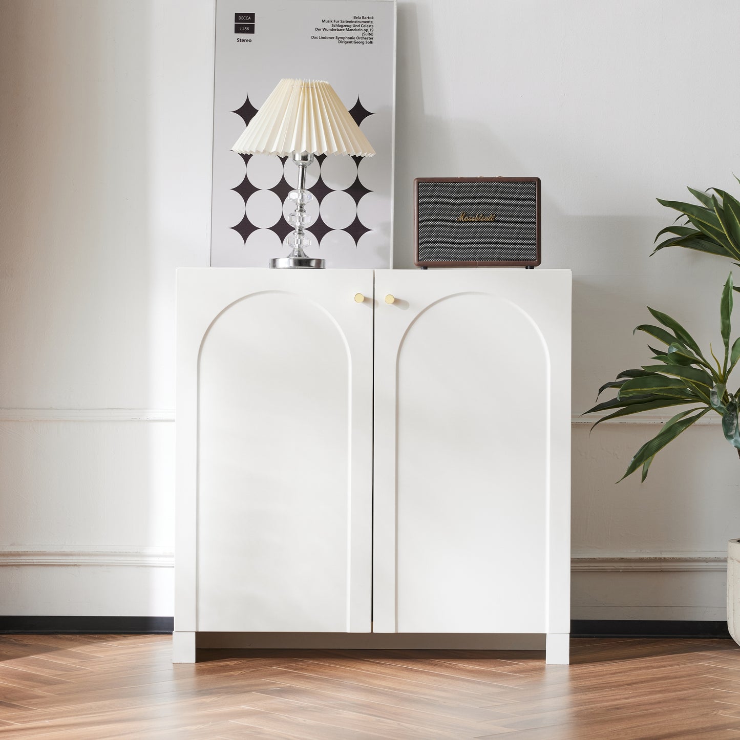 Storage Cabinet With 2 Doors, Wooden Buffet Sideboard With Adjustable Shelf And Metal Handles, Freestanding Kitchen Cupboard For Living Room, Dining Room And Hallway, White, 80 X 40 X 80 Cm