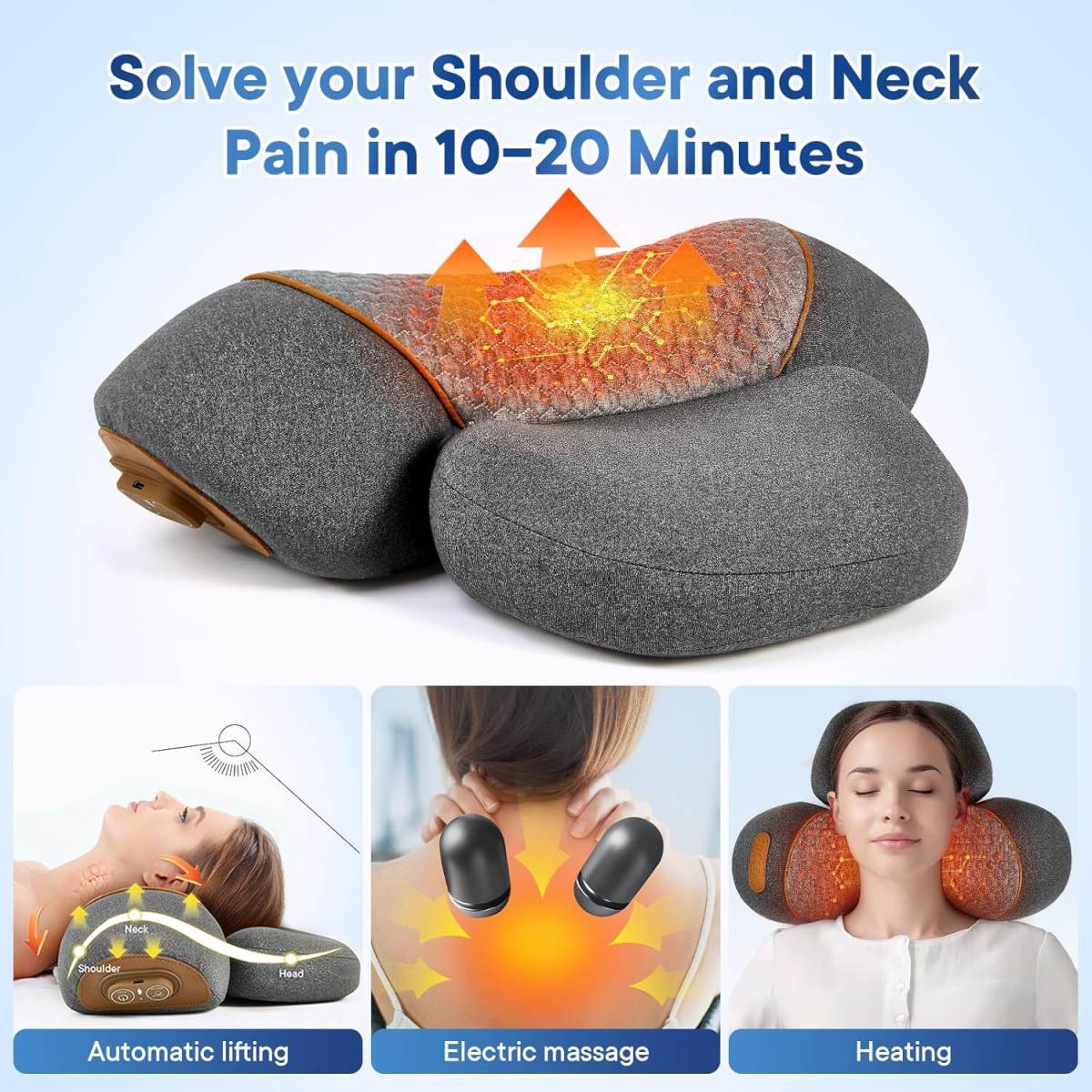 Vibrating, Heated, And Traction Neck Massage Pillow