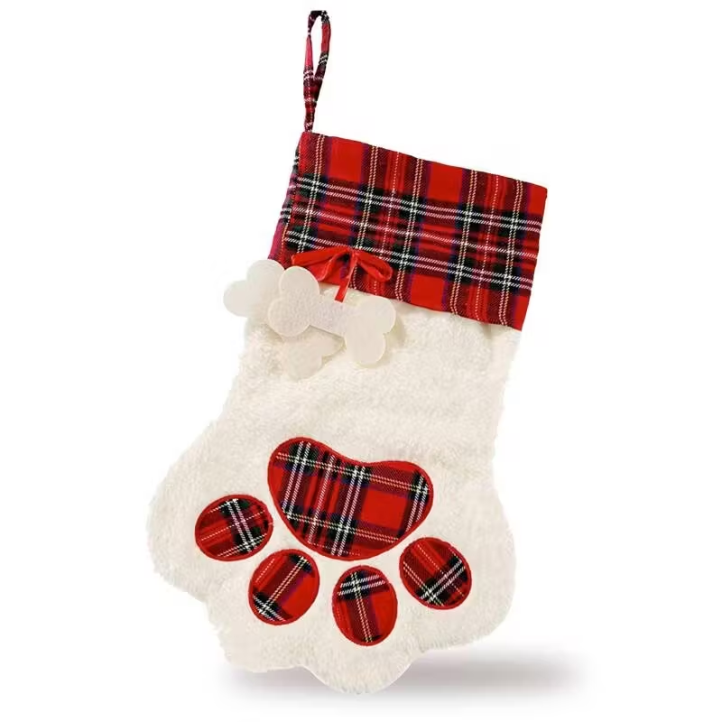 Large 18x11 Inch Dog Christmas Stocking With Red Plaid Design, Perfect For Gifts  Decorations, Hanging Flexibility