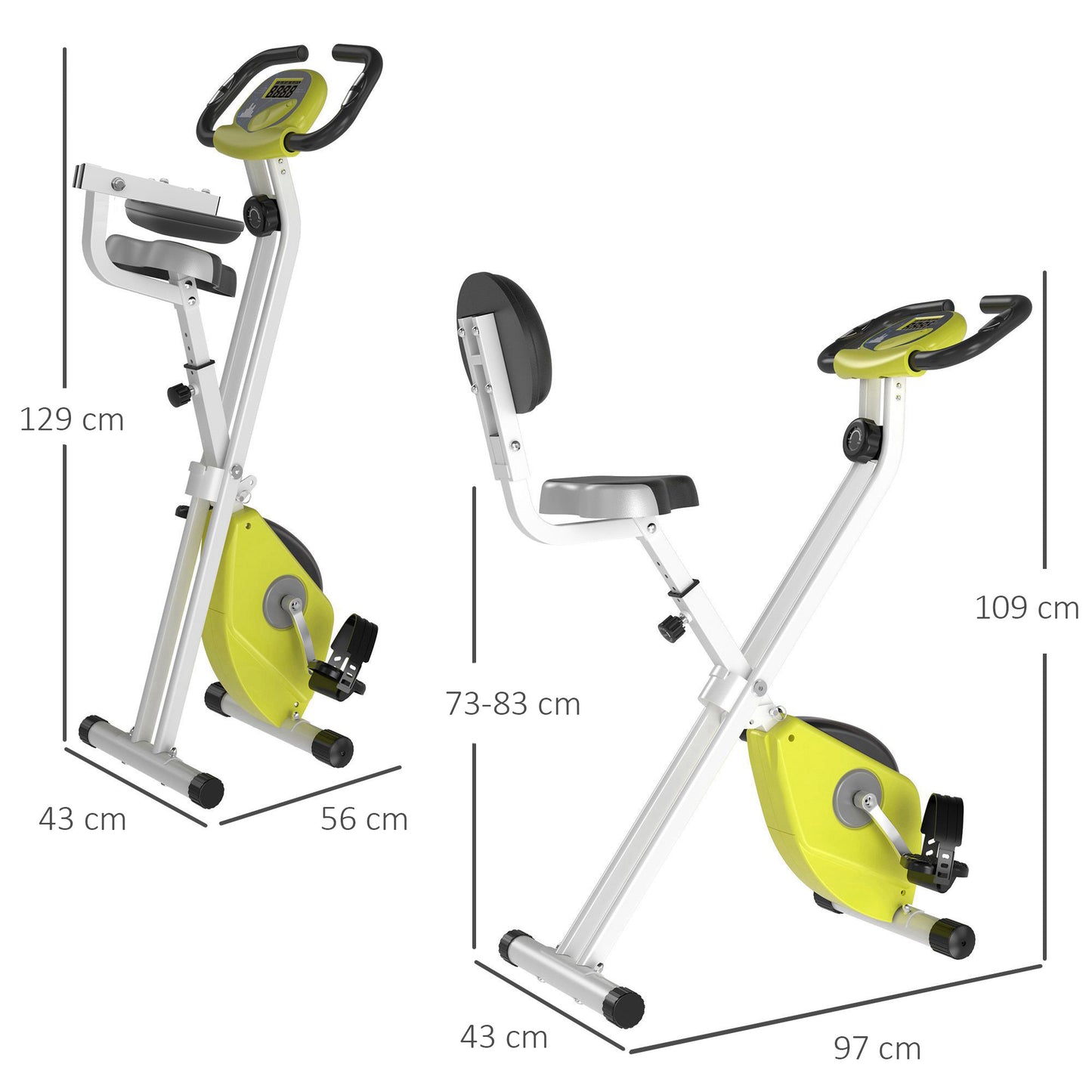 Folding Exercise Bike, Fitness Bicycle Indoor Trainer, 8-Level Magnetic Resistance Adjustable, With LCD Monitor, Pulse Sensor, Yellow